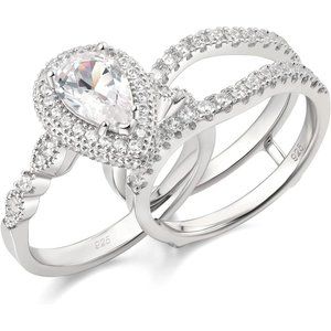 Wedding Bridal Band Ring Enhancer Engagement Ring Set for Women
